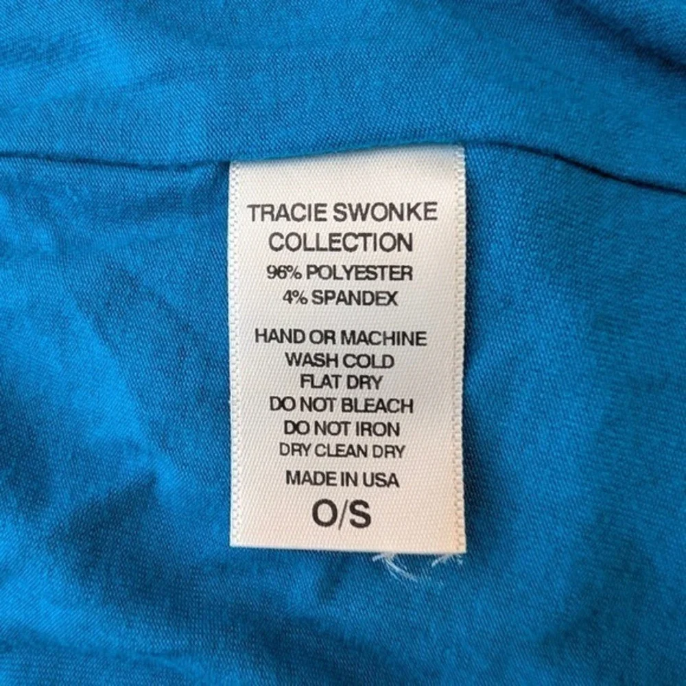 Oh So Tracie Swonke Teal Blue Satin High-Low Circle‎ Skirt One Size Made in USA